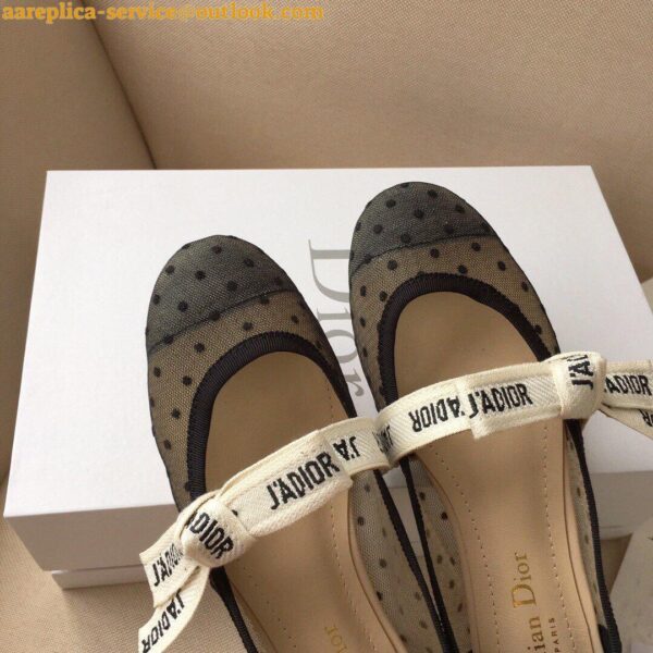 Replica Dior Miss J'Adior Ballerina Flats In Dotted Swiss Tulle 3