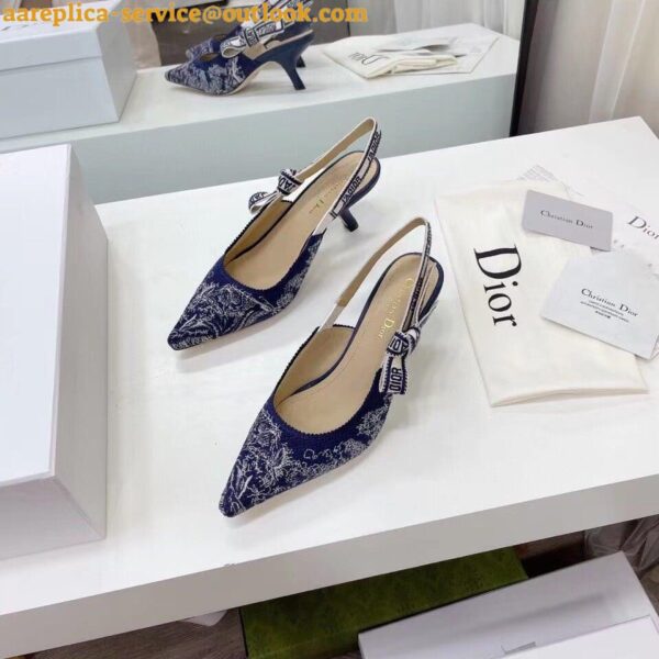 Replica Dior J'Adior Slingback Pumps 65mm In Toile de Jouy Reverse Cotton 4