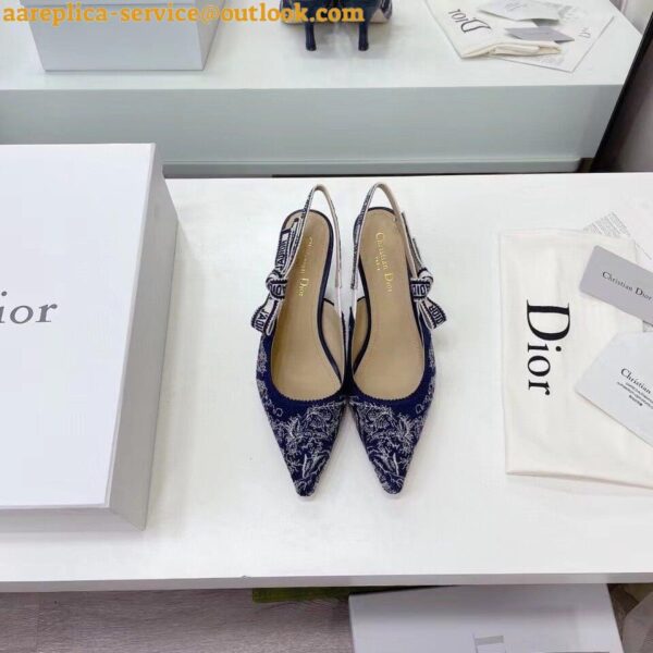 Replica Dior J'Adior Slingback Pumps 65mm In Toile de Jouy Reverse Cotton 7