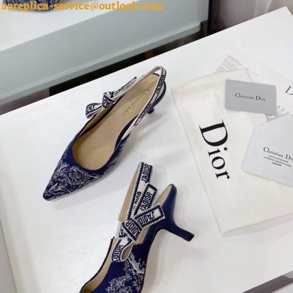 Replica Dior J'Adior Slingback Pumps 65mm In Toile de Jouy Reverse Cotton 8