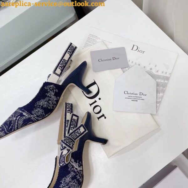 Replica Dior J'Adior Slingback Pumps 65mm In Toile de Jouy Reverse Cotton 7