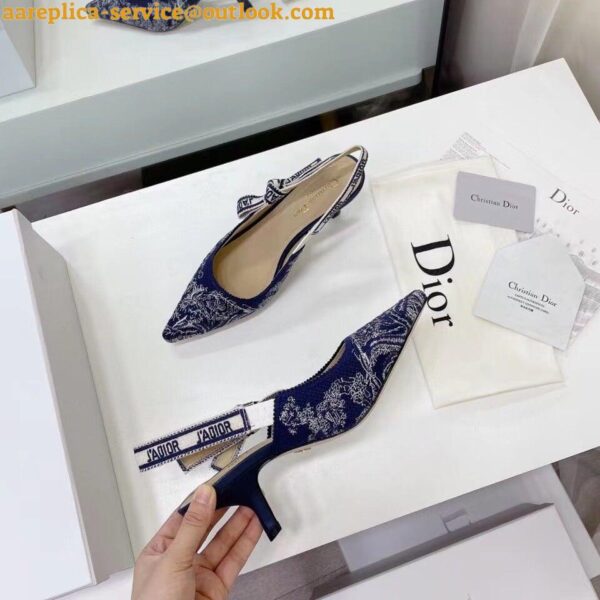 Replica Dior J'Adior Slingback Pumps 65mm In Toile de Jouy Reverse Cotton 8