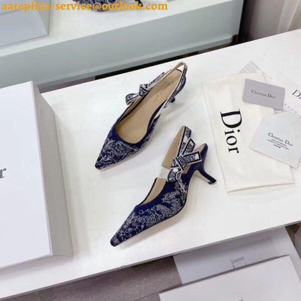 Replica Dior J'Adior Slingback Pumps 65mm In Toile de Jouy Reverse Cotton 9