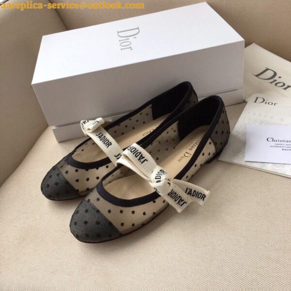 Replica Dior Miss J'Adior Ballerina Flats In Dotted Swiss Tulle 10