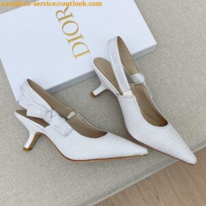 Replica Dior J'Adior Slingback Pumps 65mm In White Cotton Embroidery 2