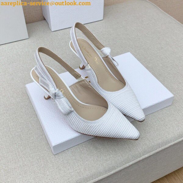 Replica Dior J'Adior Slingback Pumps 65mm In White Cotton Embroidery 5