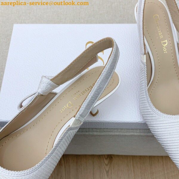 Replica Dior J'Adior Slingback Pumps 65mm In White Cotton Embroidery 6