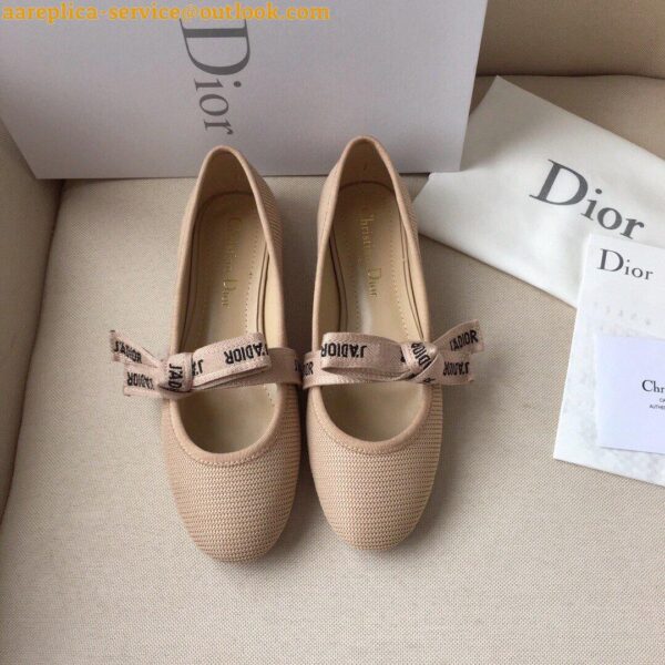 Replica Dior Miss J'Adior Ballerina Flats In Nude Technical Canvas