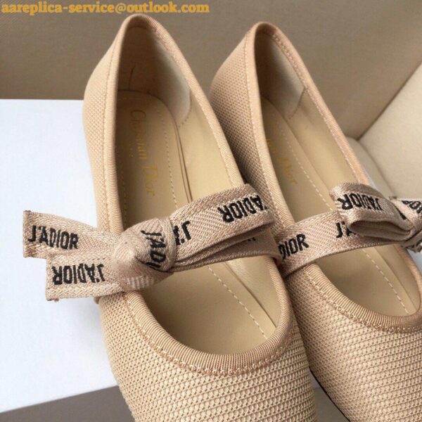 Replica Dior Miss J'Adior Ballerina Flats In Nude Technical Canvas 3