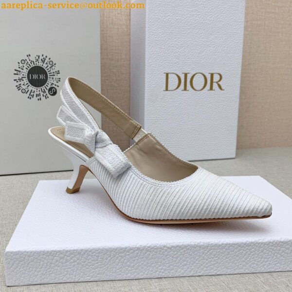 Replica Dior J'Adior Slingback Pumps 65mm In White Cotton Embroidery 9