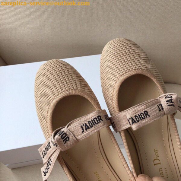 Replica Dior Miss J'Adior Ballerina Flats In Nude Technical Canvas 5