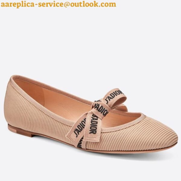 Replica Dior Miss J'Adior Ballerina Flats In Nude Technical Canvas 7