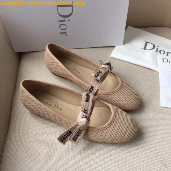 Replica Dior Miss J'Adior Ballerina Flats In Nude Technical Canvas 8