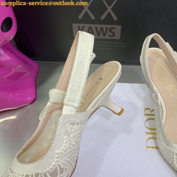 Replica Dior J'Adior Slingback Pumps 65mm In White Macrame Embroidered Cotton 3