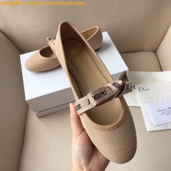 Replica Dior Miss J'Adior Ballerina Flats In Nude Technical Canvas 9