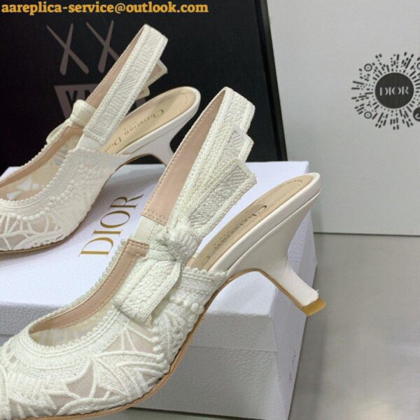 Replica Dior J'Adior Slingback Pumps 65mm In White Macrame Embroidered Cotton 8