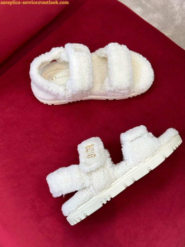 Replica Dior Dioract Sandals In White Shearling 7