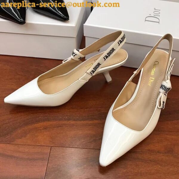 Replica Dior J'Adior Slingback Pumps 65mm In White Patent Calfskin 3