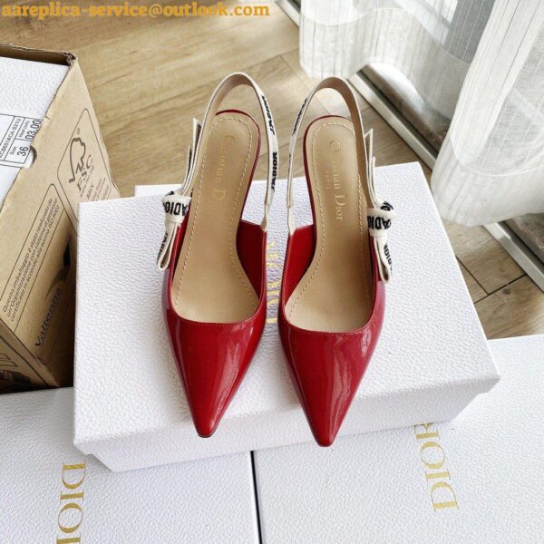 Replica Dior J'Adior Slingback Pumps 65mm In White Patent Calfskin 3