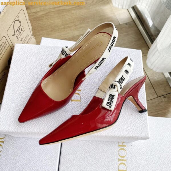 Replica Dior J'Adior Slingback Pumps 65mm In White Patent Calfskin 5