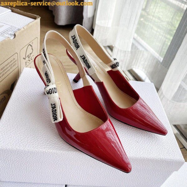 Replica Dior J'Adior Slingback Pumps 65mm In White Patent Calfskin 8