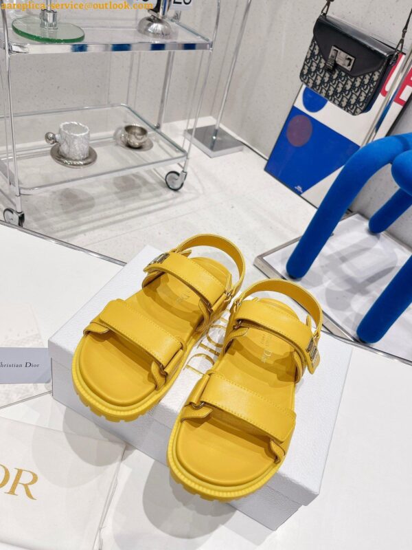 Replica Dior DiorAct Sandals In Yellow Lambskin 5