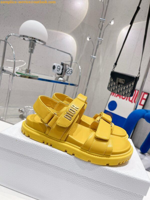 Replica Dior DiorAct Sandals In Yellow Lambskin 4