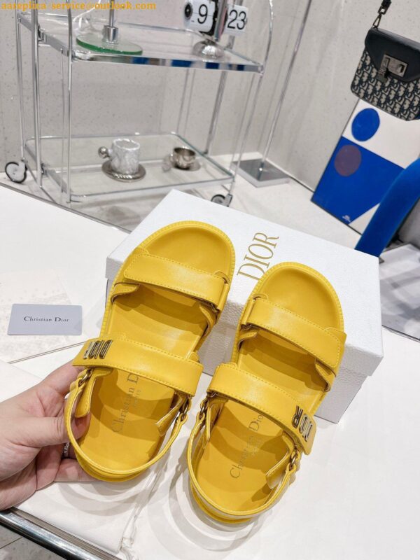 Replica Dior DiorAct Sandals In Yellow Lambskin 6