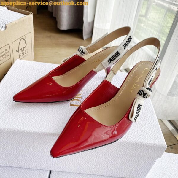 Replica Dior J'Adior Slingback Pumps 65mm In White Patent Calfskin 12