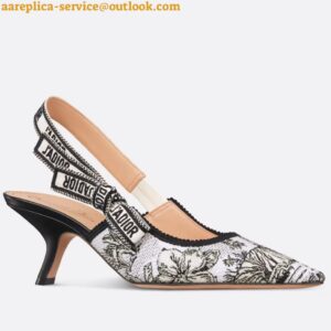 Replica Dior J'Adior Slingback Pumps 65mm In White Toile de Jouy Voyage Motif