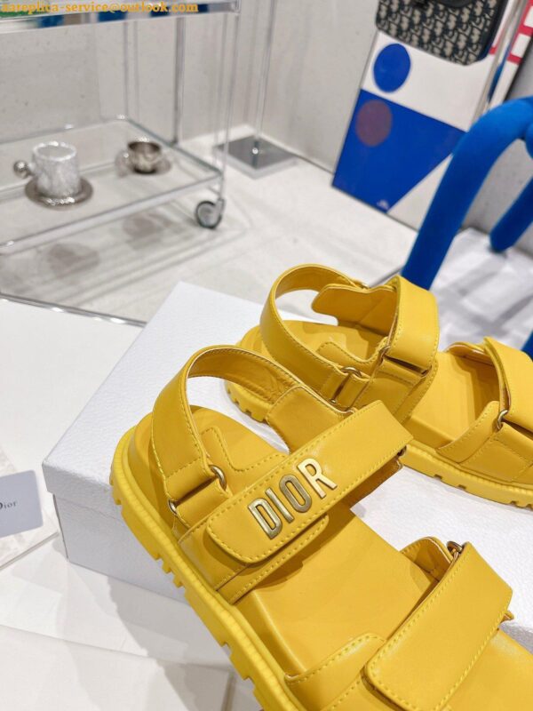 Replica Dior DiorAct Sandals In Yellow Lambskin 7