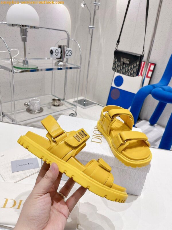 Replica Dior DiorAct Sandals In Yellow Lambskin 8