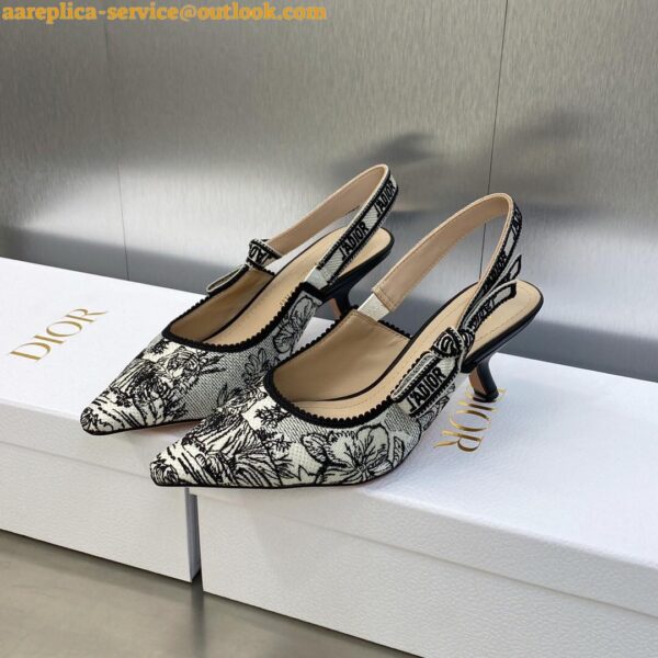 Replica Dior J'Adior Slingback Pumps 65mm In White Toile de Jouy Voyage Motif 6