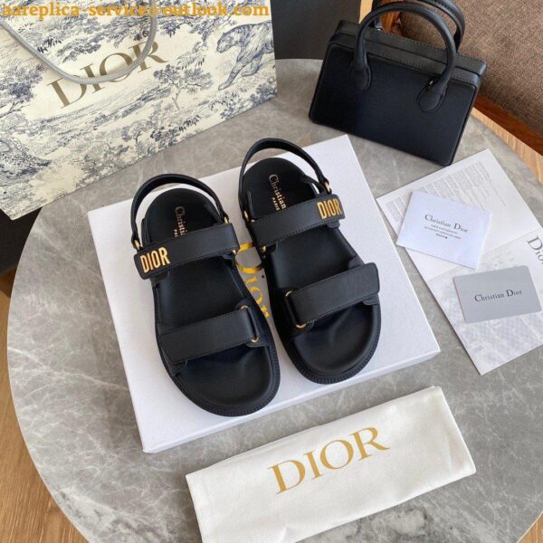 Replica Dior Dioract Slide Sandals In Black Lambskin 3