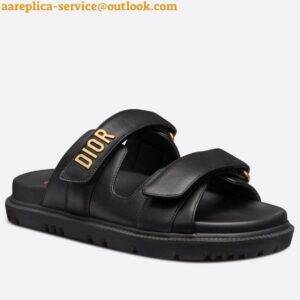 Replica Dior Dioract Slide Sandals In Black Lambskin 2