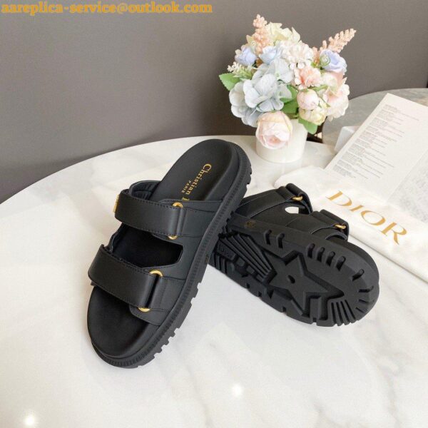 Replica Dior Dioract Slide Sandals In Black Lambskin 5