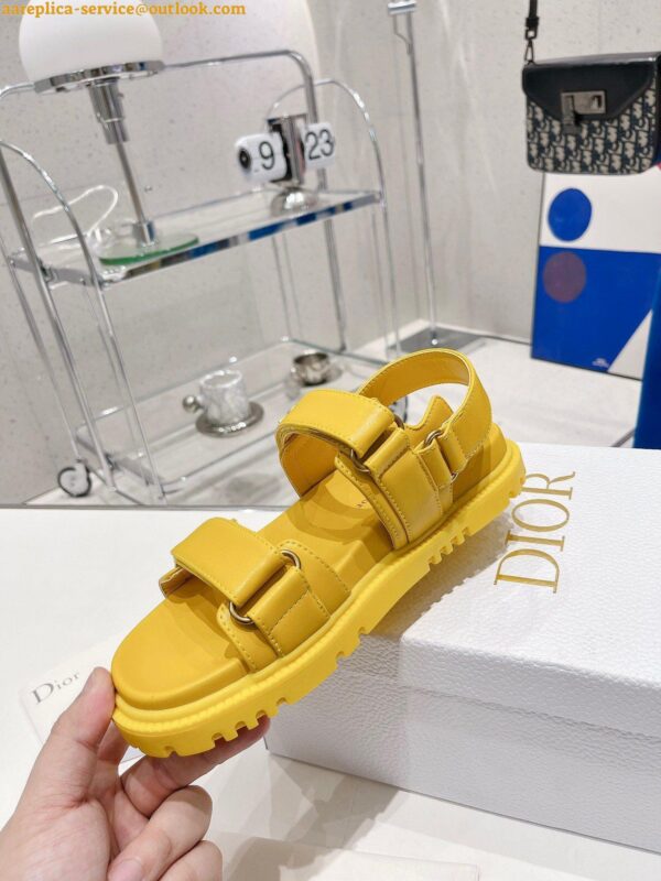 Replica Dior DiorAct Sandals In Yellow Lambskin 11