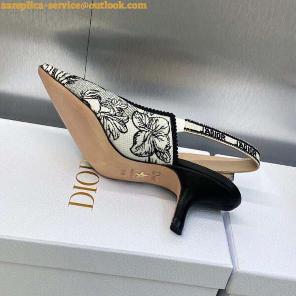 Replica Dior J'Adior Slingback Pumps 65mm In White Toile de Jouy Voyage Motif 10