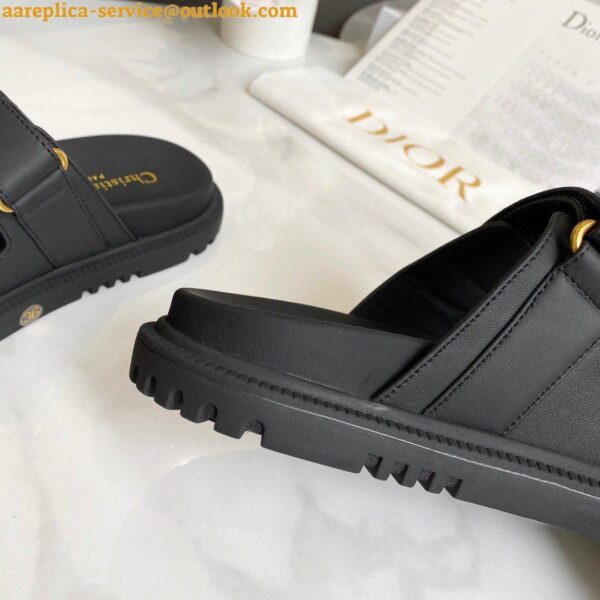 Replica Dior Dioract Slide Sandals In Black Lambskin 7