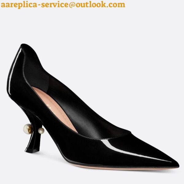 Replica Dior Tribales Pumps Slingback 80mm in Black Patent Calfskin 4