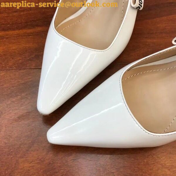 Replica Dior J'Adior Slingback Pumps 65mm In White Patent Calfskin 23