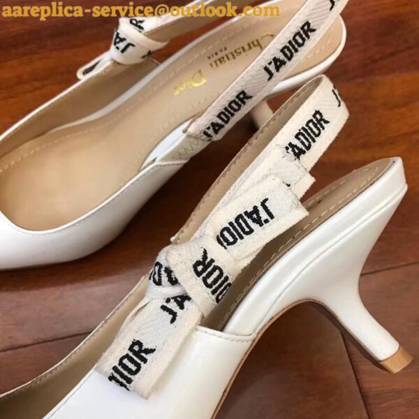 Replica Dior J'Adior Slingback Pumps 65mm In White Patent Calfskin 22