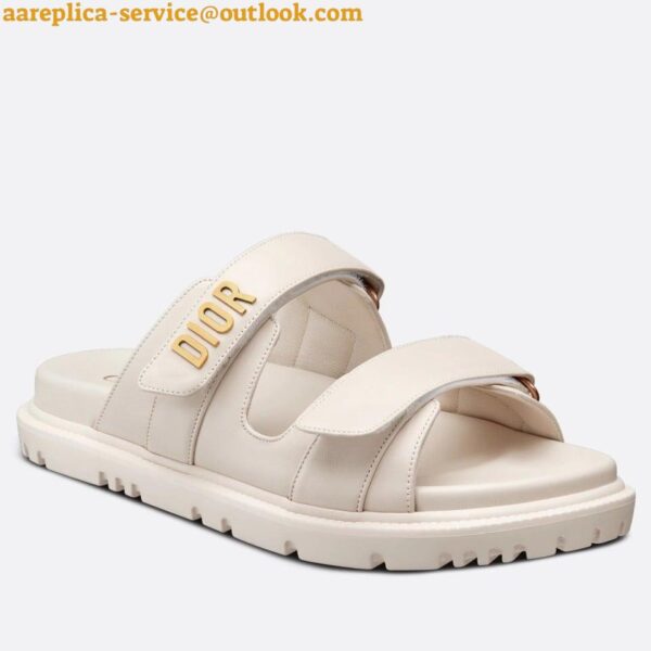 Replica Dior Dioract Slide Sandals In White Lambskin 3