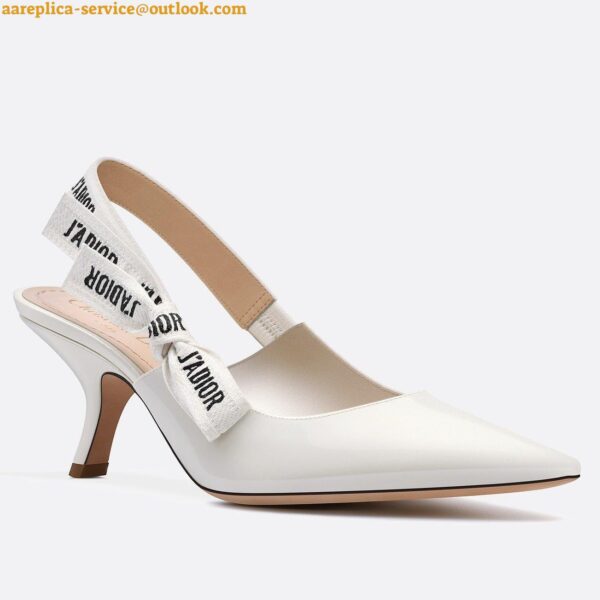 Replica Dior J'Adior Slingback Pumps 65mm In White Patent Calfskin 26