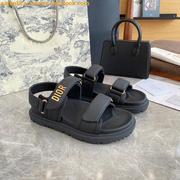 Replica Dior Dioract Slide Sandals In Black Lambskin 13