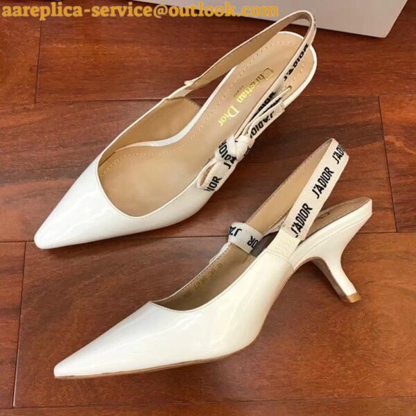 Replica Dior J'Adior Slingback Pumps 65mm In White Patent Calfskin 25