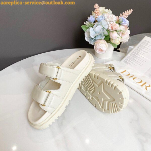 Replica Dior Dioract Slide Sandals In White Lambskin 3