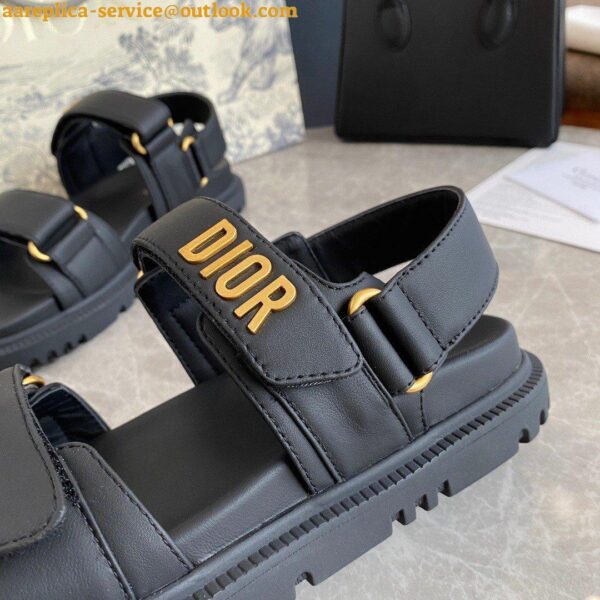 Replica Dior Dioract Slide Sandals In Black Lambskin 15