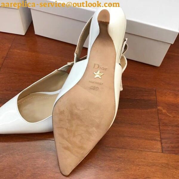 Replica Dior J'Adior Slingback Pumps 65mm In White Patent Calfskin 27