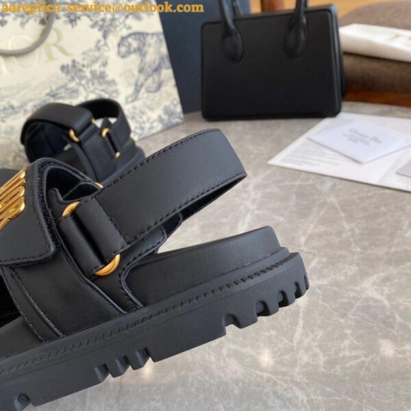 Replica Dior Dioract Slide Sandals In Black Lambskin 17